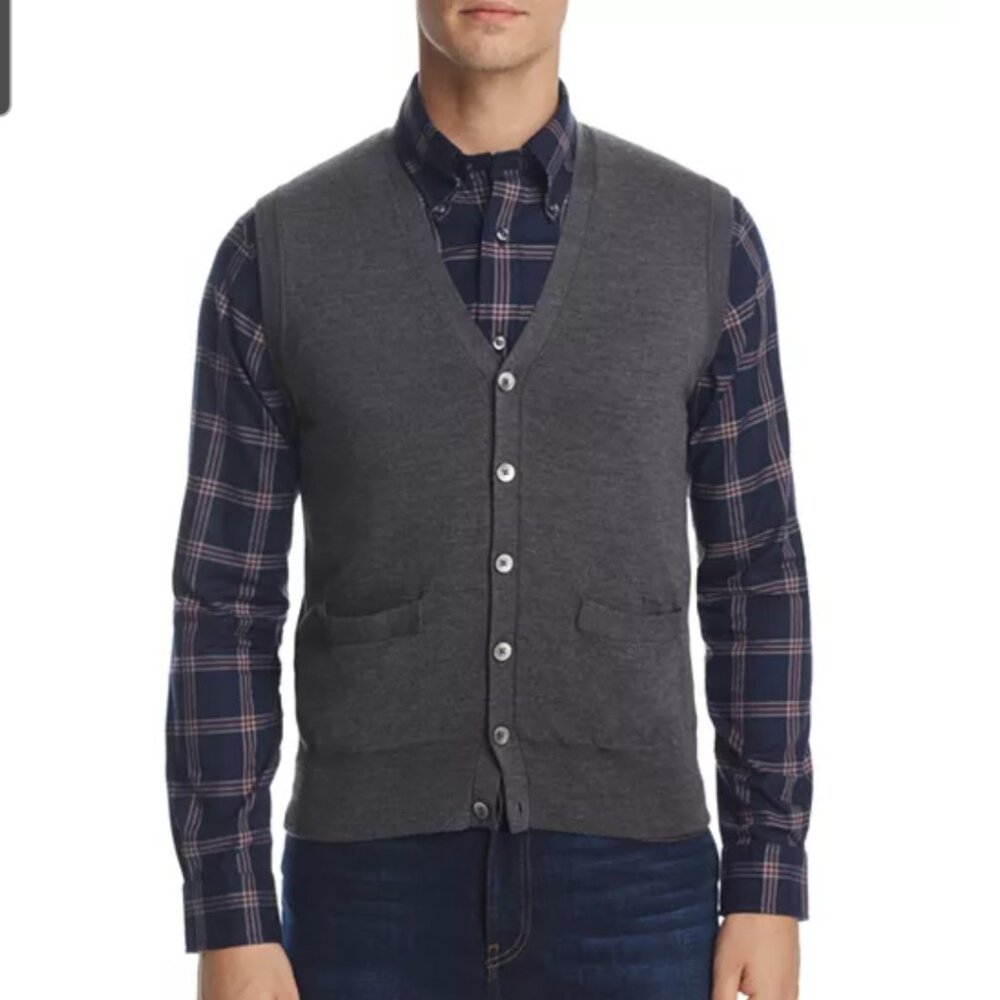 NWT Brooks Brothers 100% Extra Fine Merino Wool Button Down Sweater Vest Large